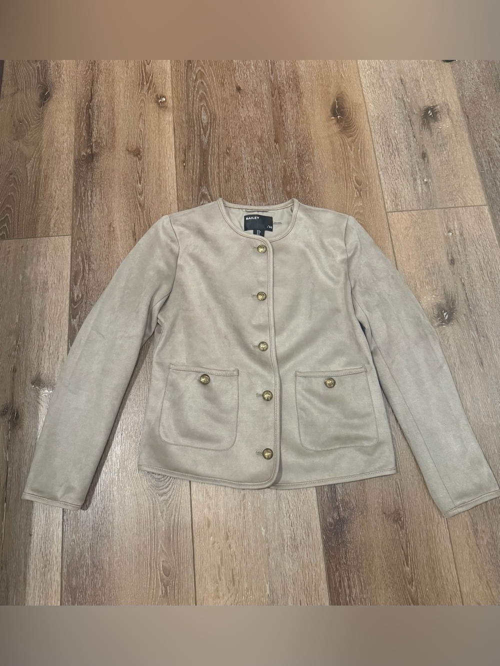 Taupe Button-Front Women's Jacket